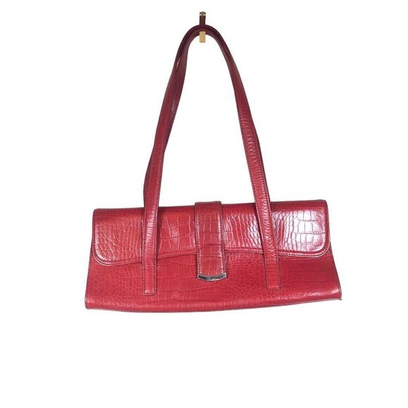 Alfani Purse Womens Red Emilia Buckle Crocodile Embossed Leather Retro 90's - Picture 8 of 15